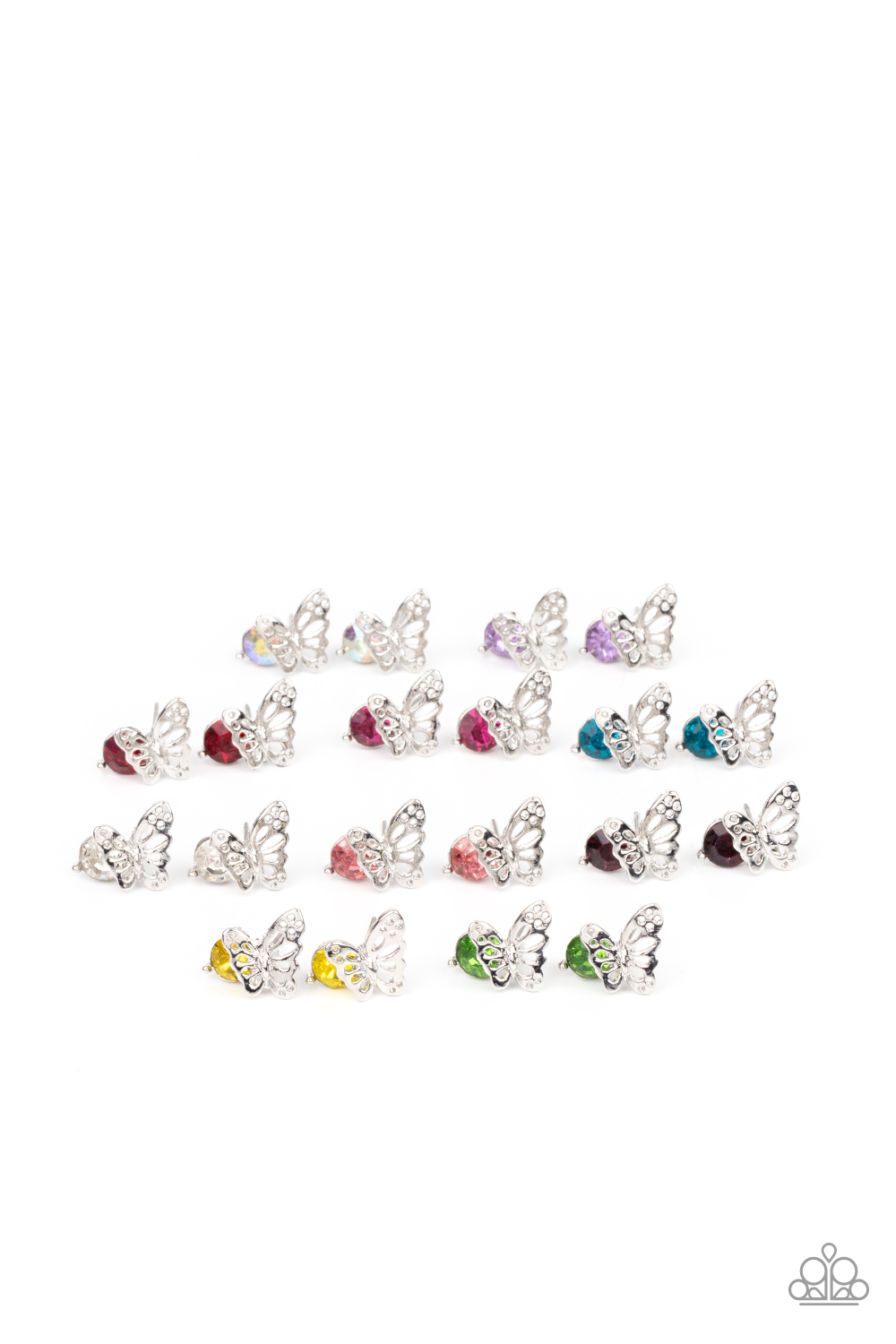 Airy Silver Butterfly With White Rhinestone Earrings (2678)