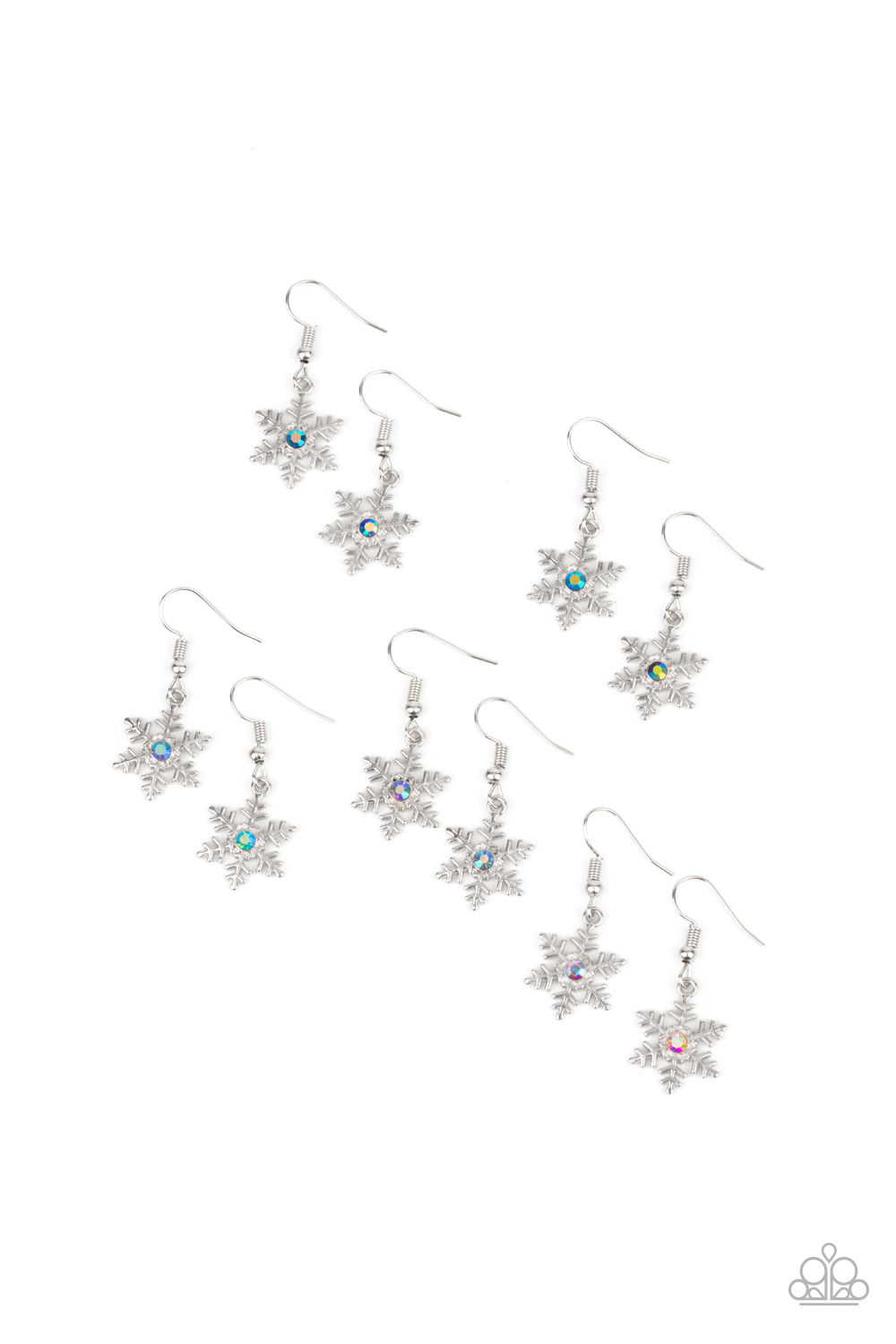 Iridescent Snowflake Rhinestone Earrings (4427)
