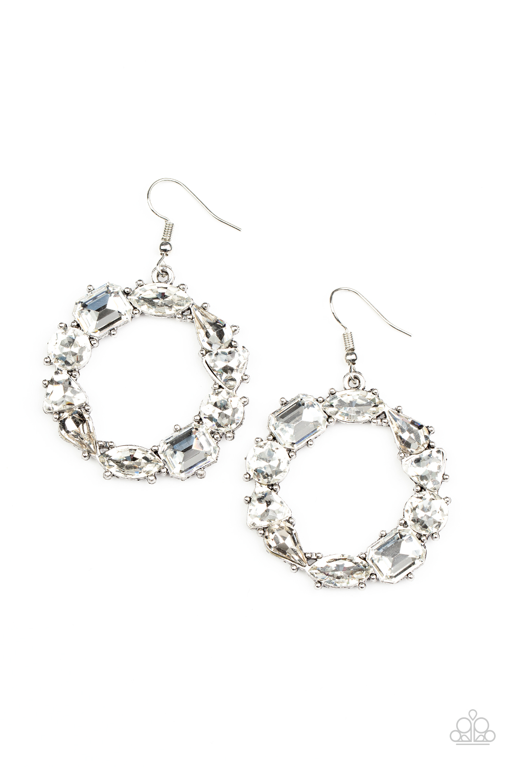 Paparazzi Accessories Glowing In Circles White Earring Paparazzi Accessories