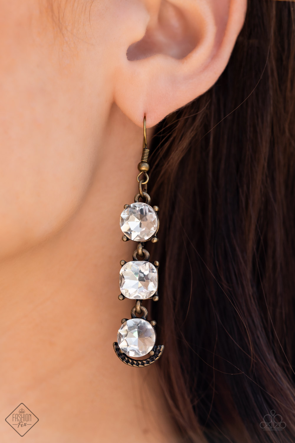 Determined to Dazzle - Brass - Paparazzi Accessories Earrings