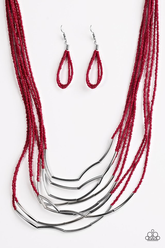 red seed bead necklace paparazzi