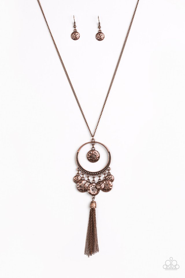 Copper Aztec tassel necklace