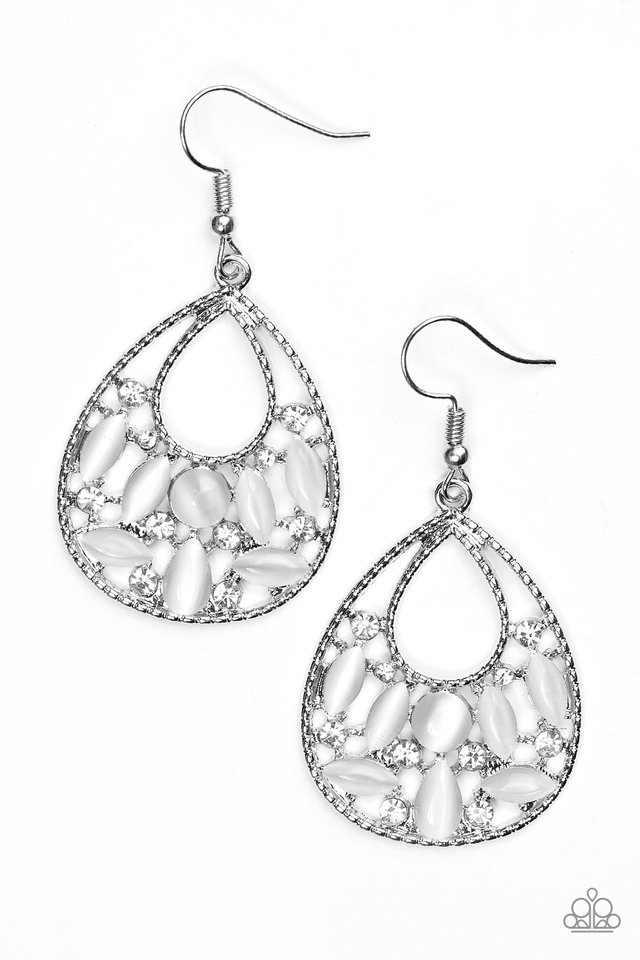 Just DEWing My Thing - White - Paparazzi Earring Image