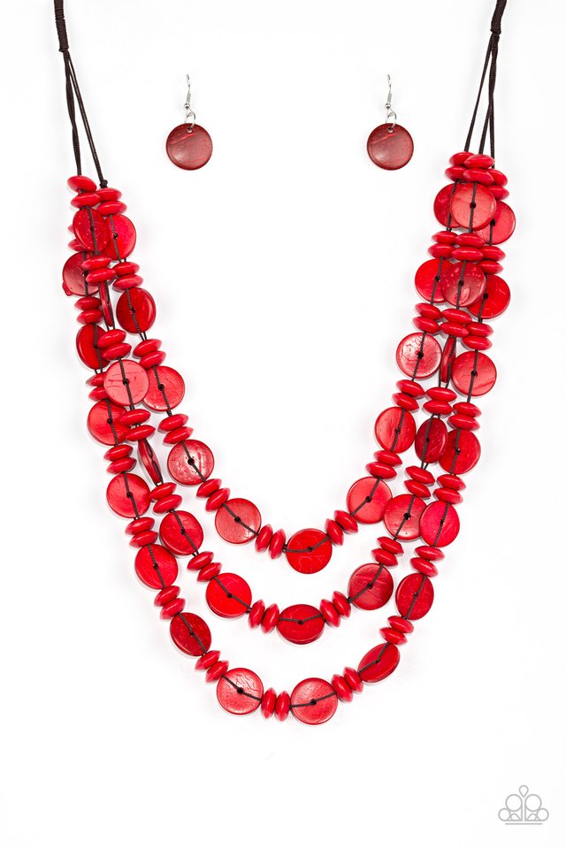 Barbados Bopper - Red - Paparazzi Necklace Image