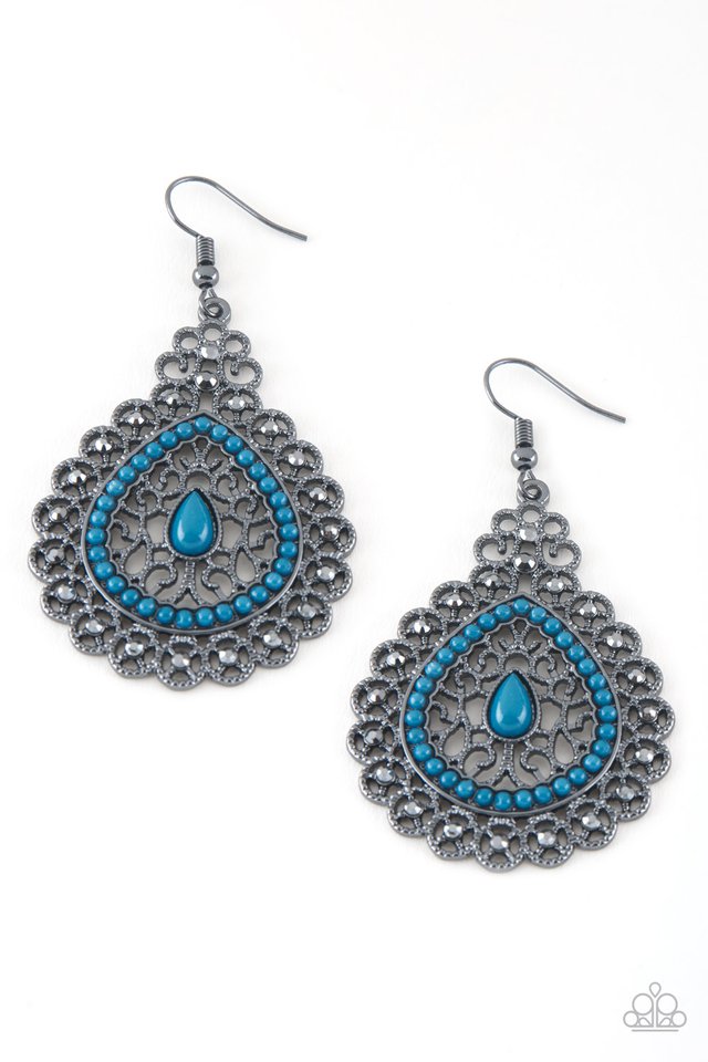 Carnival Courtesan - Blue - Paparazzi Earring Image