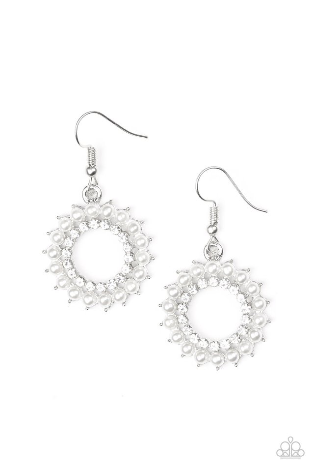 Wreathed In Radiance - White - Paparazzi Earring Image