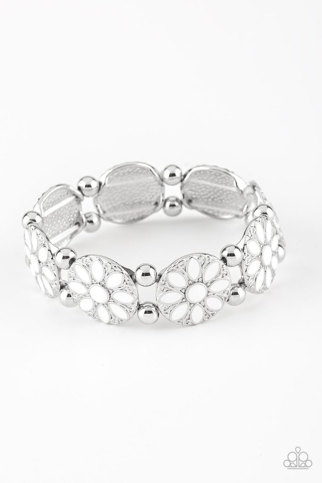 Dancing Dahlias - White - Paparazzi Bracelet Image