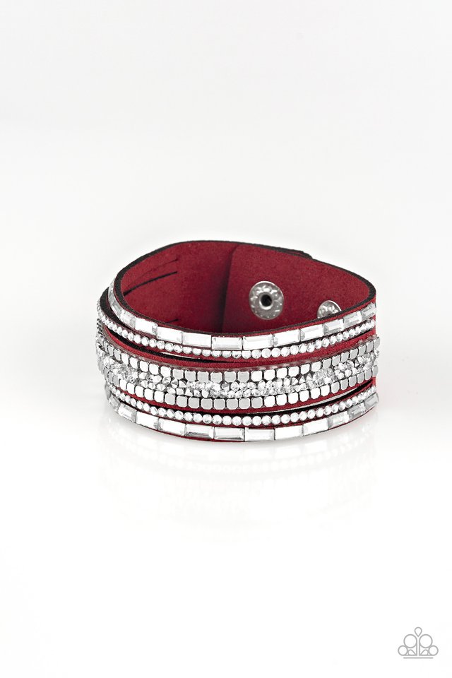 Rebel In Rhinestones - Red - Paparazzi Bracelet Image