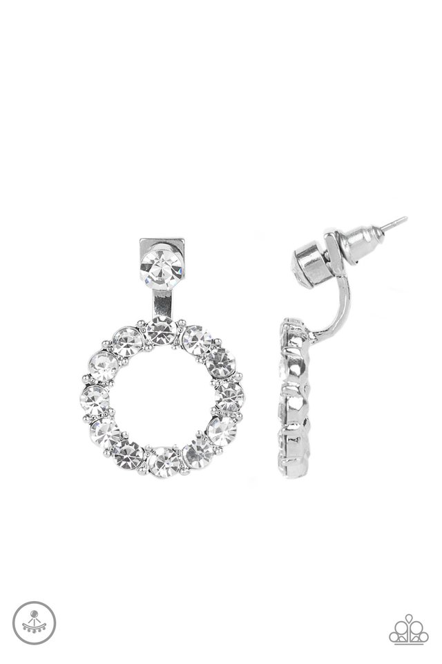 Diamond Halo - White - Paparazzi Earring Image