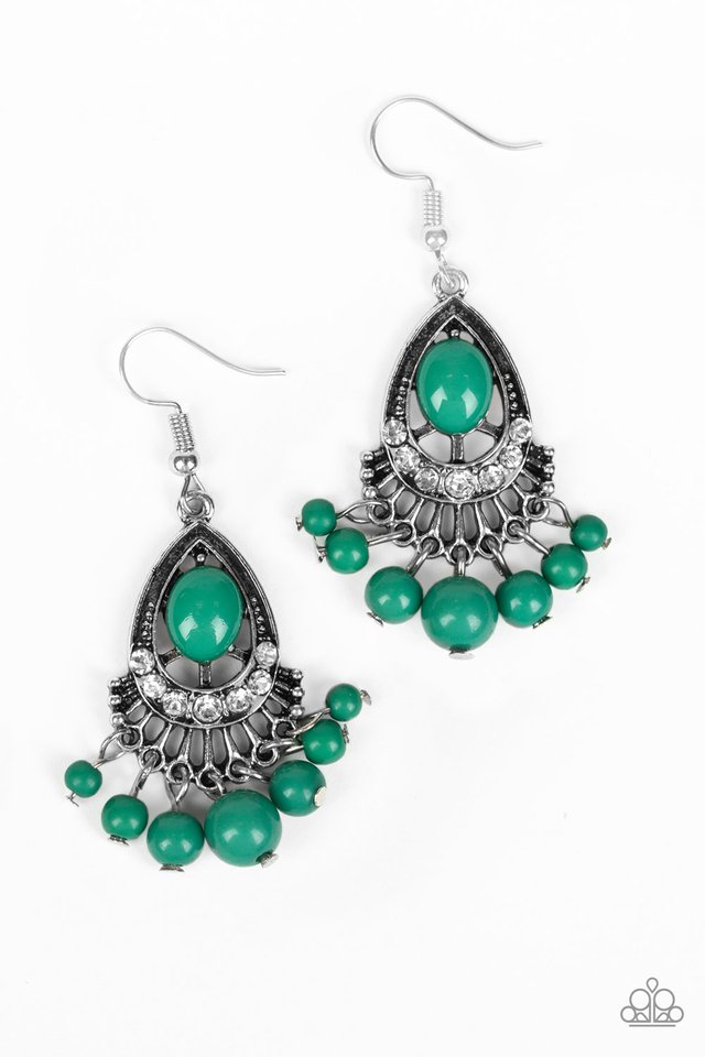 Floating On HEIR - Green - Paparazzi Earring Image