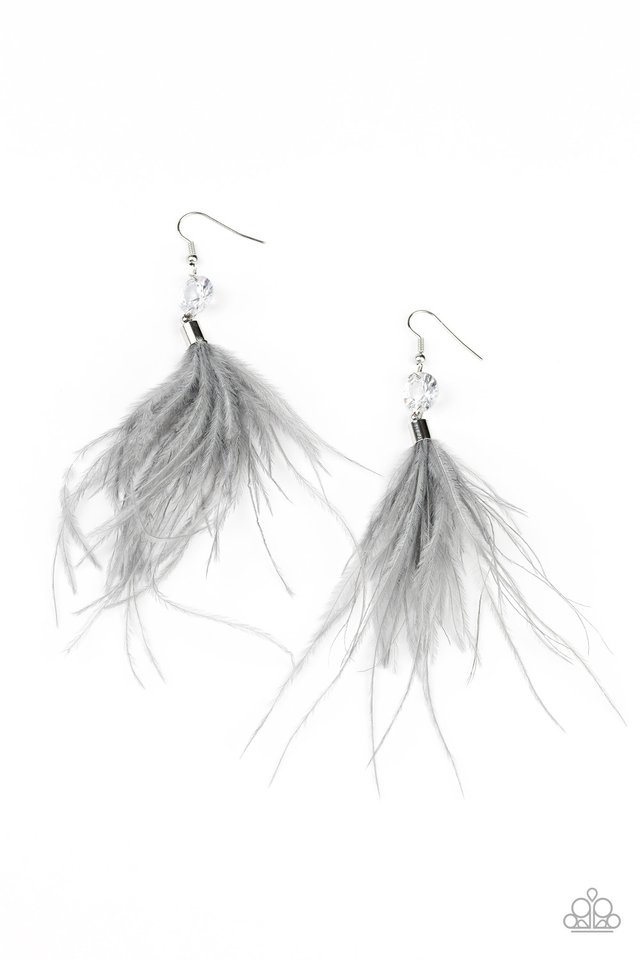 Feathered Flamboyance - Silver - Paparazzi Earring Image