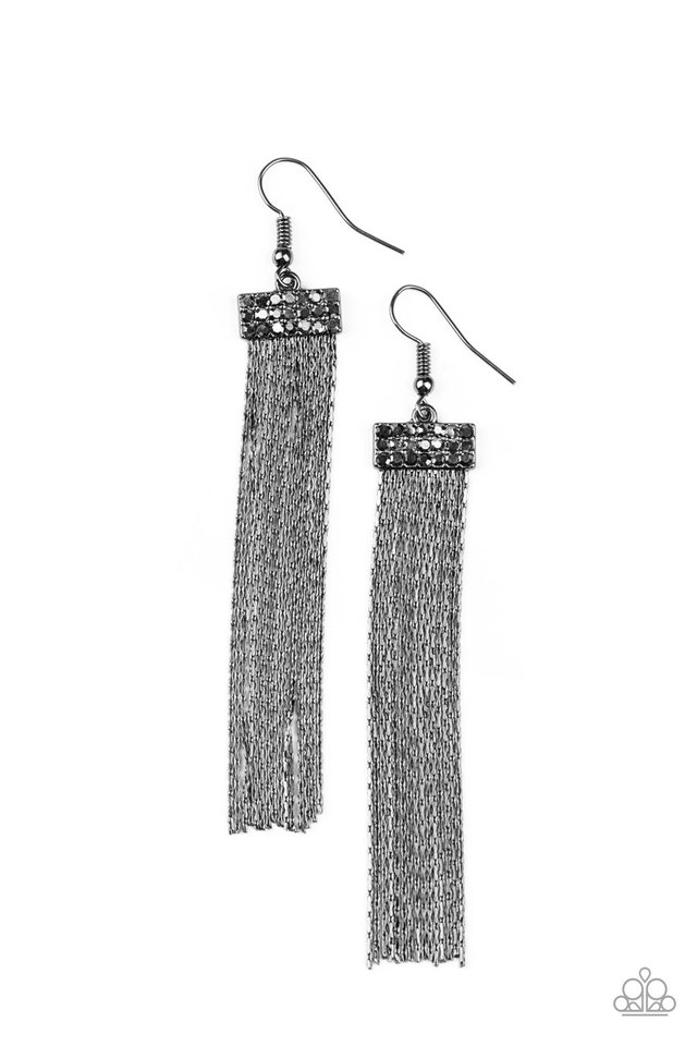 Twinkling Tapestry - Black - Paparazzi Earring Image