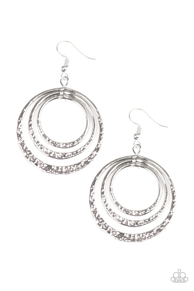 Metallic Ruffle - Silver - Paparazzi Earring Image