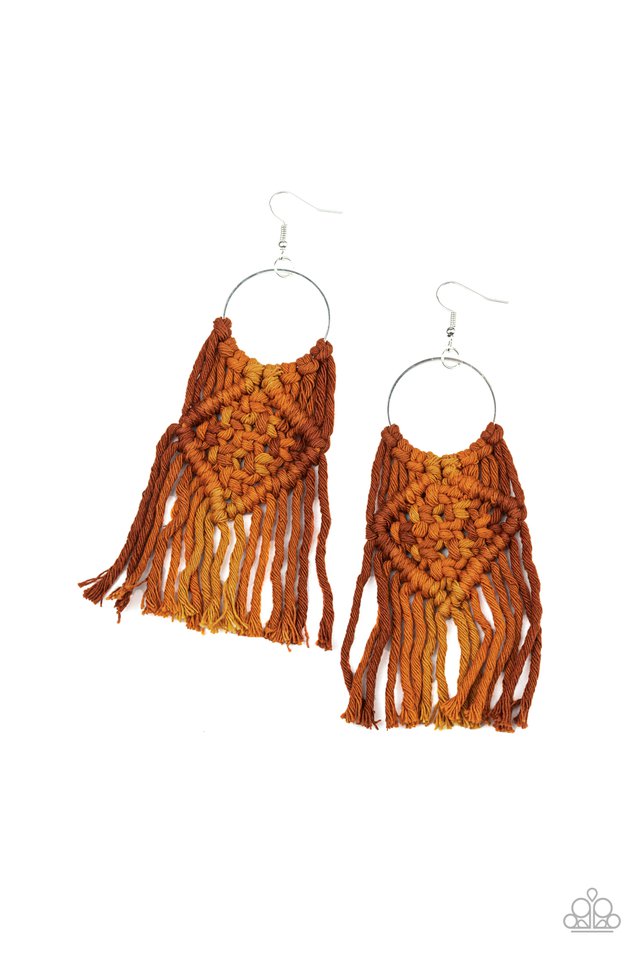 Macrame Rainbow - Brown - Paparazzi Earring Image