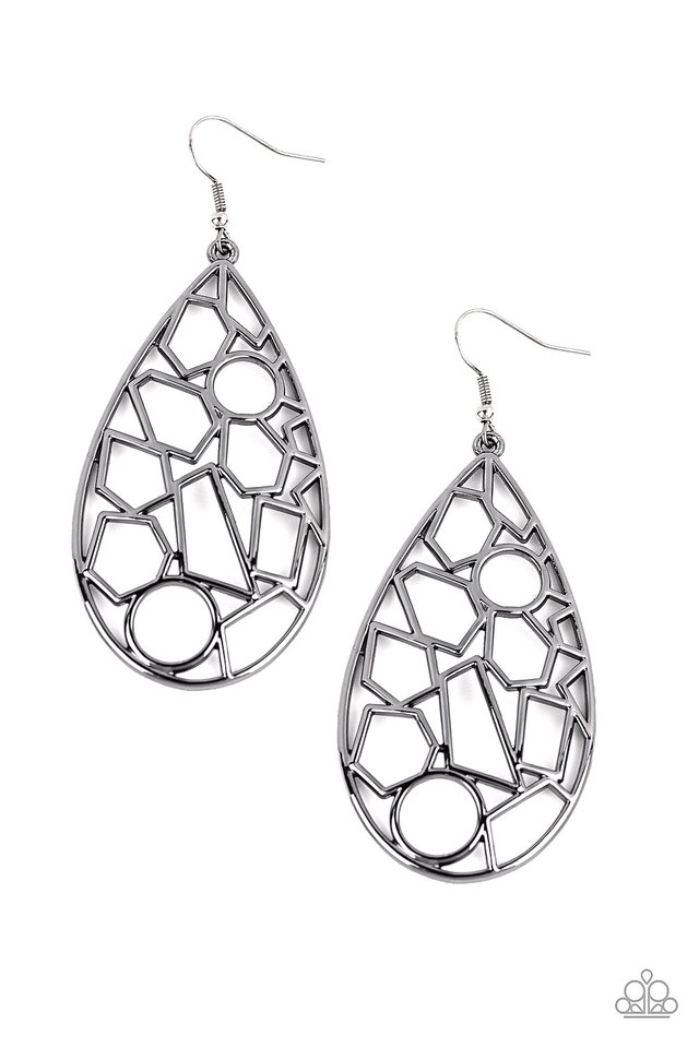 Reshaped Radiance - Black - Paparazzi Earring Image