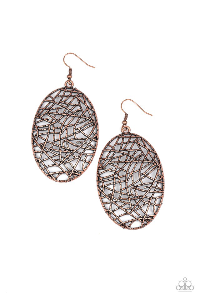 Way Out of Line - Copper - Paparazzi Earring Image