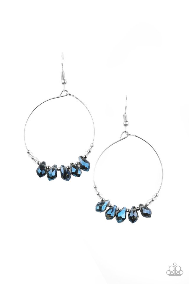 Holographic Hoops - Blue - Paparazzi Earring Image