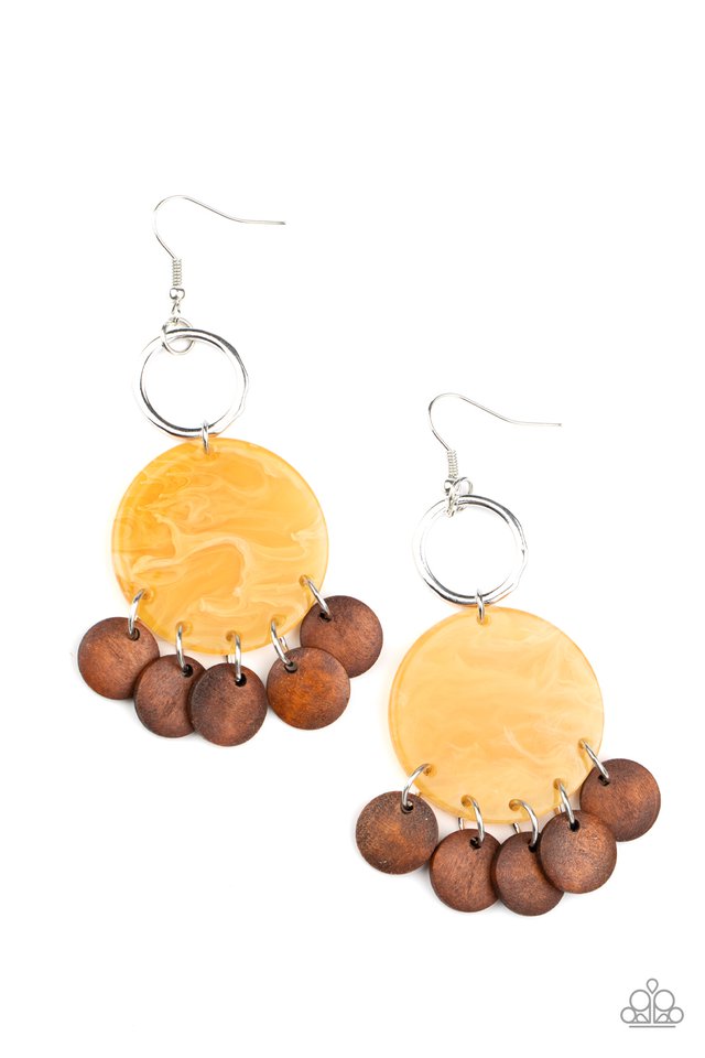 Beach Waves - Yellow - Paparazzi Earring Image