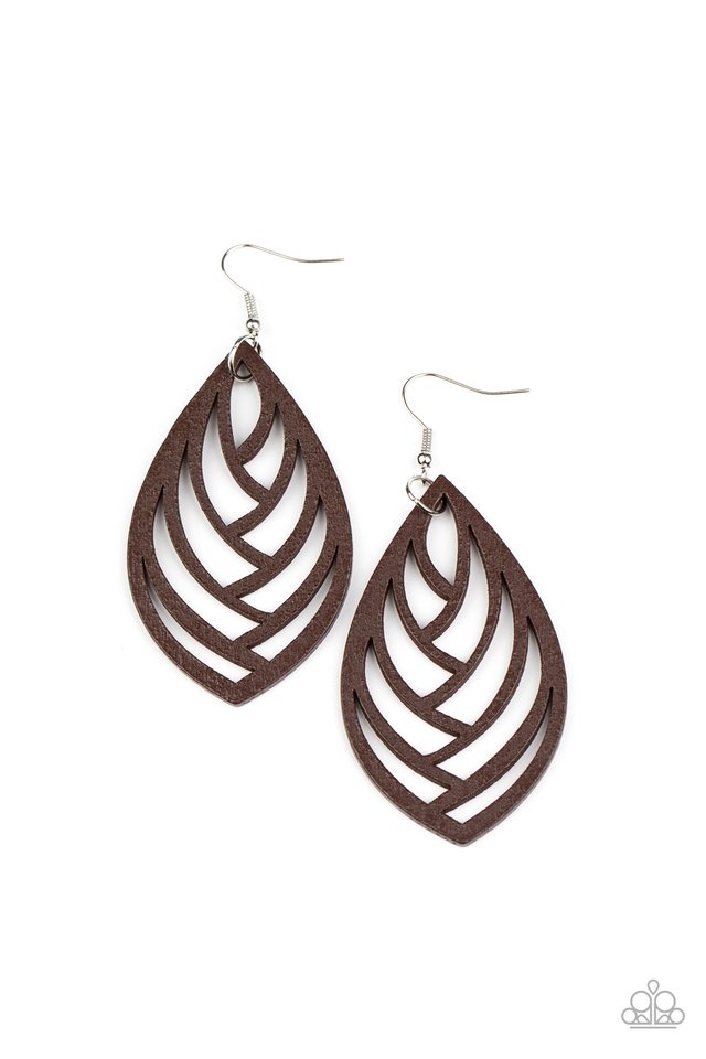 Out of the Woodwork - Brown - Paparazzi Earring Image