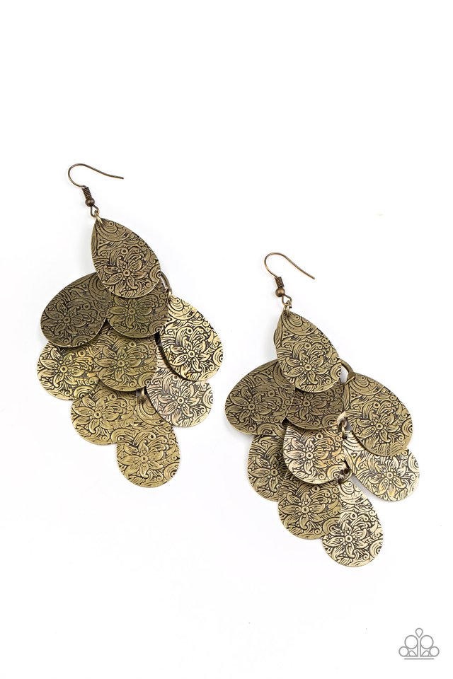 Hibiscus Harmony - Brass - Paparazzi Earring Image