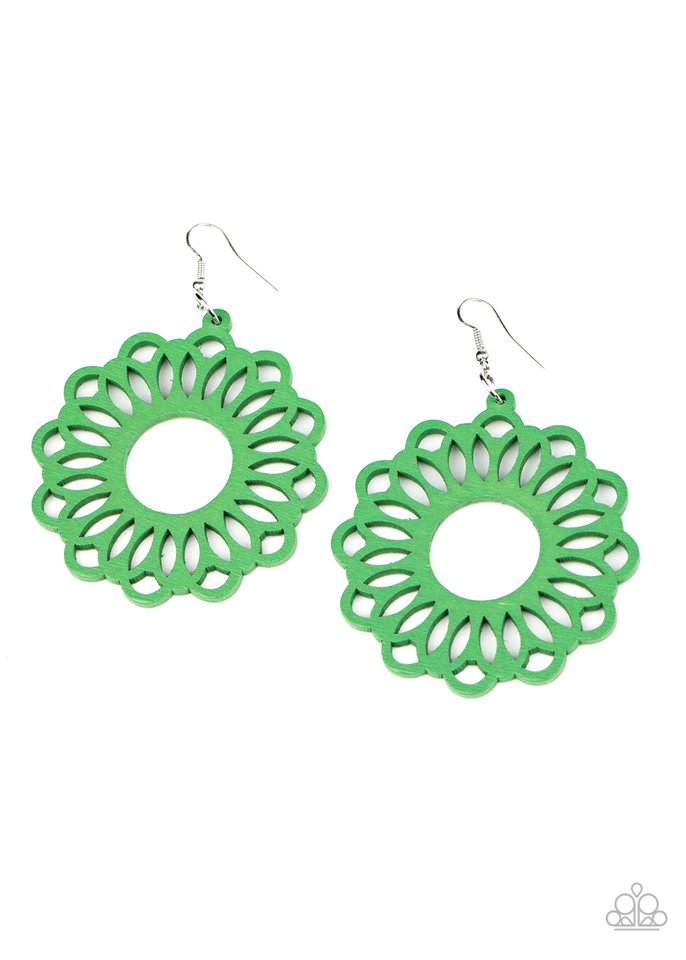 Dominican Daisy - Green - Paparazzi Earring Image