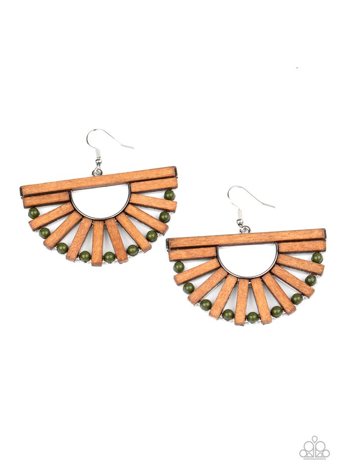 Wooden Wonderland - Green - Paparazzi Earring Image