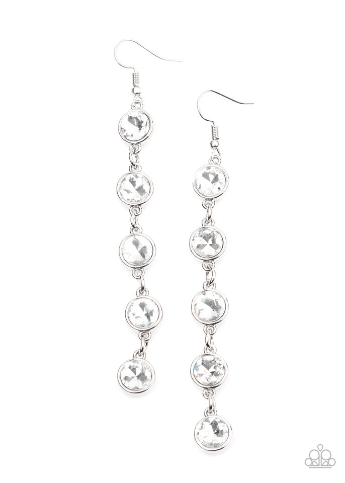 Trickle Down Twinkle - White - Paparazzi Earring Image