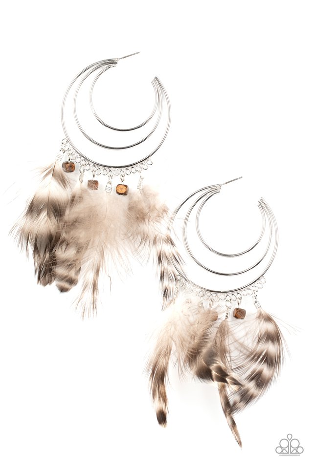 Freely Free Bird - Brown - Paparazzi Earring Image