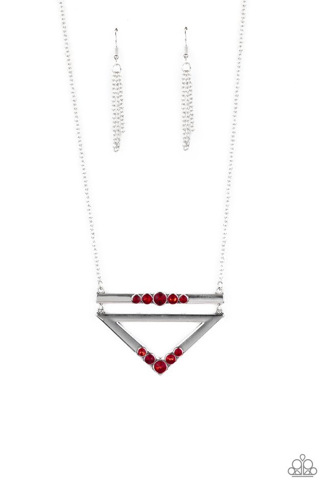 Triangulated Twinkle - Red - Paparazzi Necklace Image