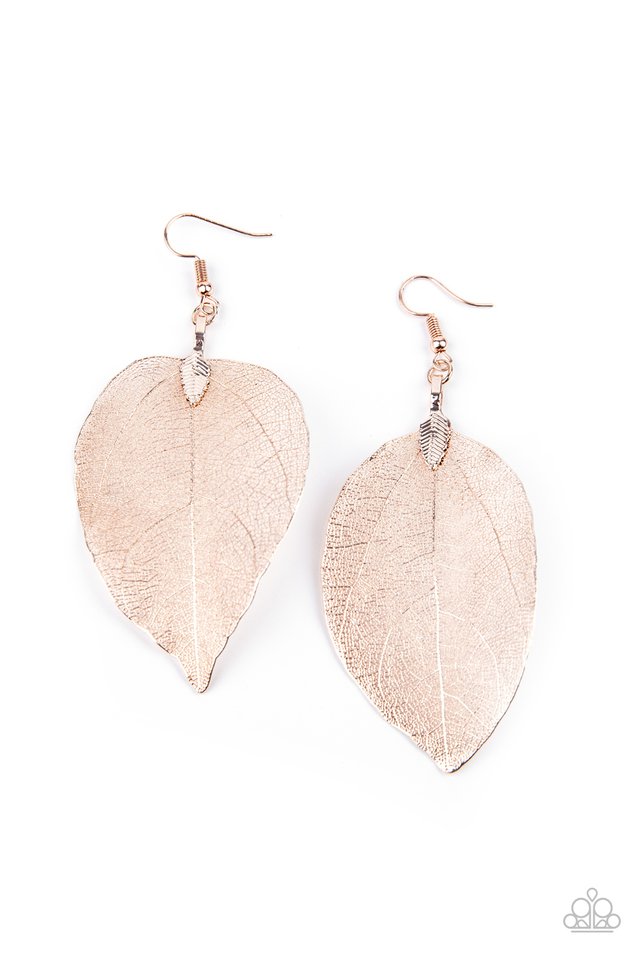 Leafy Legacy - Rose Gold - Paparazzi Earring Image