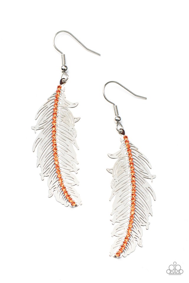 Fearless Flock - Orange - Paparazzi Earring Image