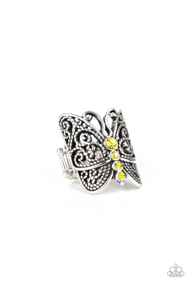 Butterfly Bling - Yellow - Paparazzi Ring Image