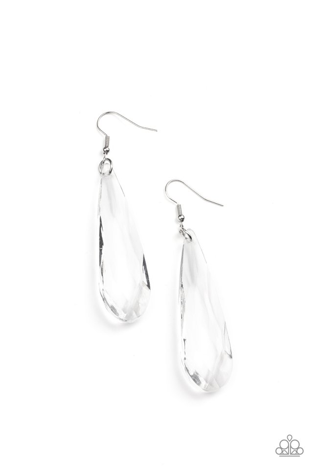 Crystal Crowns - White - Paparazzi Earring Image