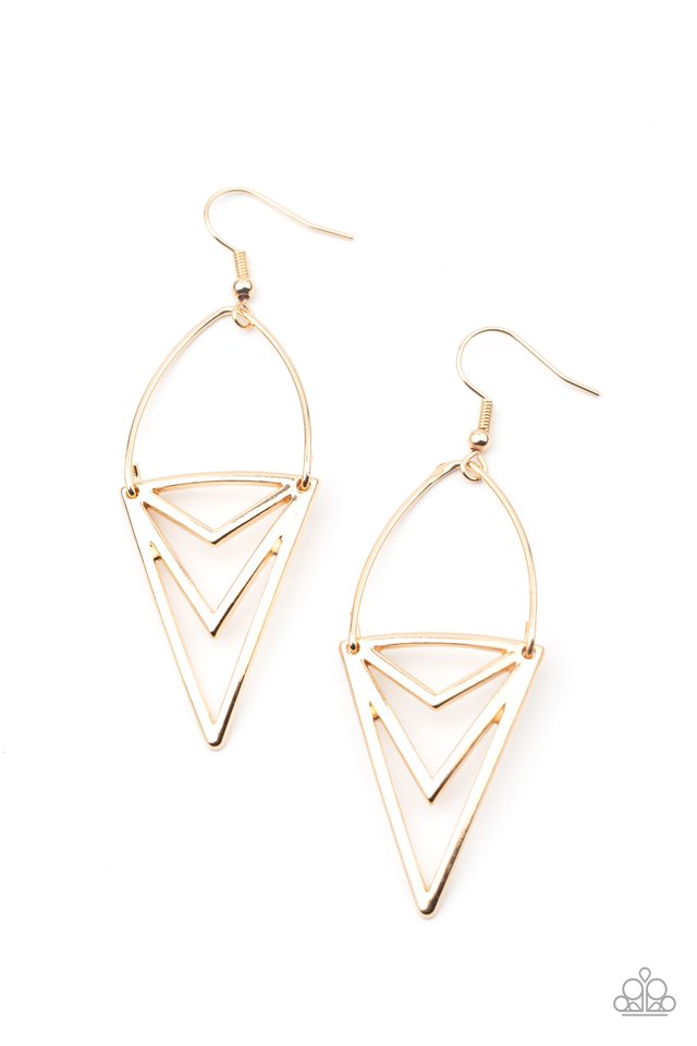 Proceed With Caution - Gold - Paparazzi Earring Image