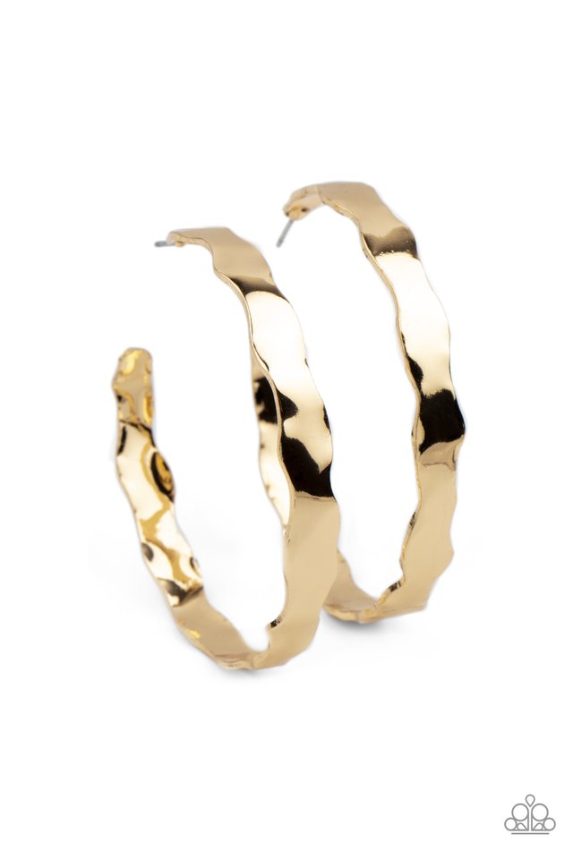 Exhilarated Edge - Gold - Paparazzi Earring Image