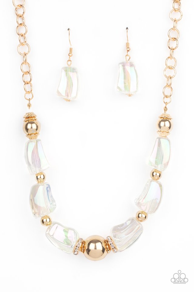 Iridescently Ice Queen - Gold - Paparazzi Necklace Image