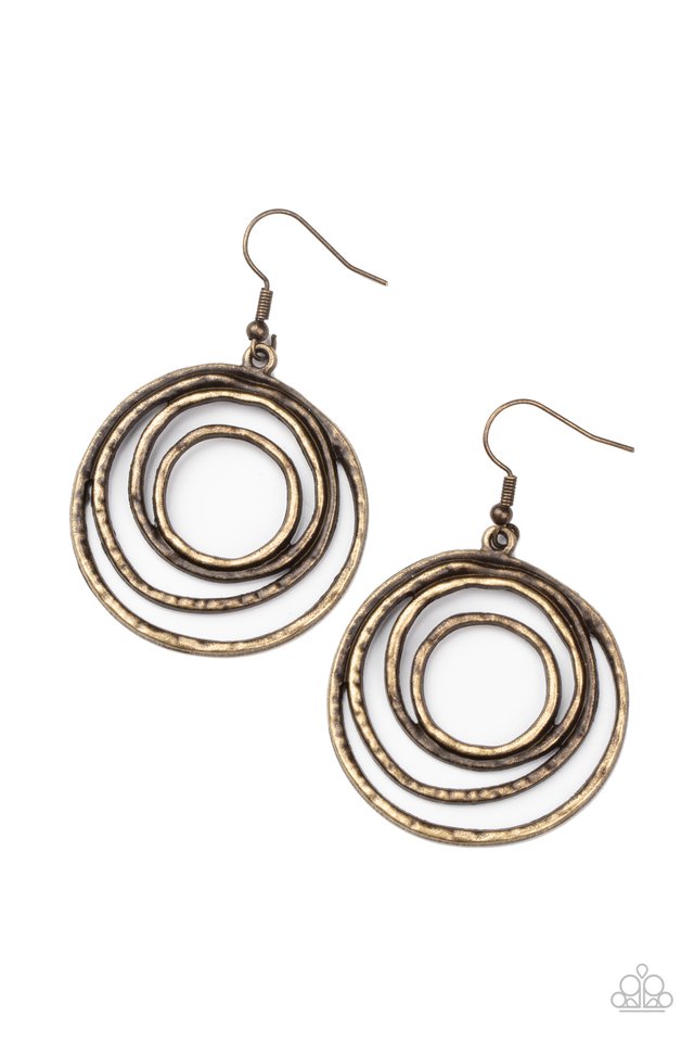 Spiraling Out of Control - Brass - Paparazzi Earring Image