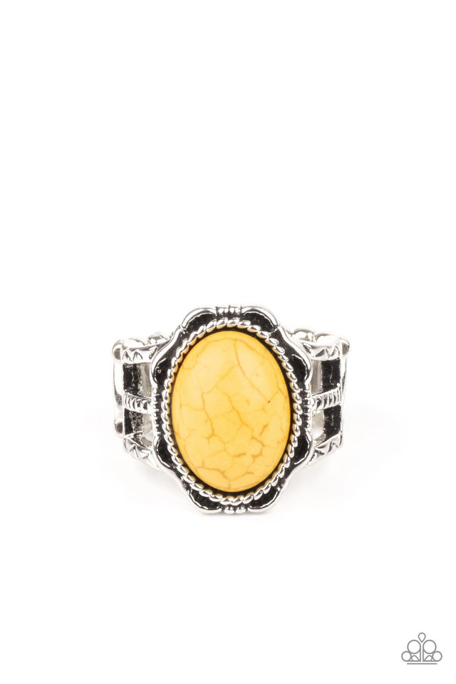 Flowering Dunes - Yellow - Paparazzi Ring Image