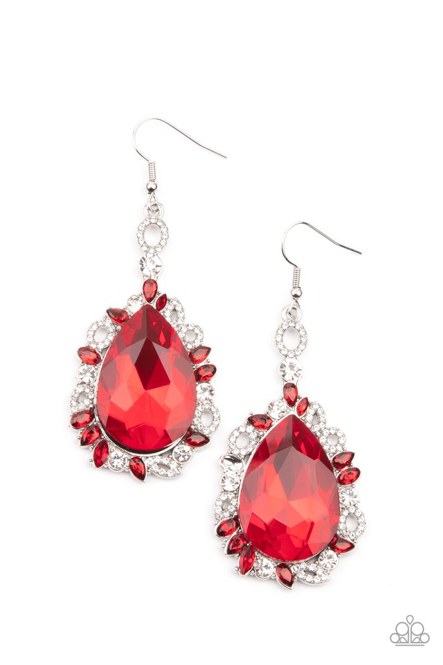 Royal Recognition - Red - Paparazzi Earring Image