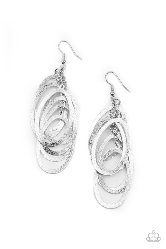 ​Mind OVAL Matter - Silver - Paparazzi Earring Image