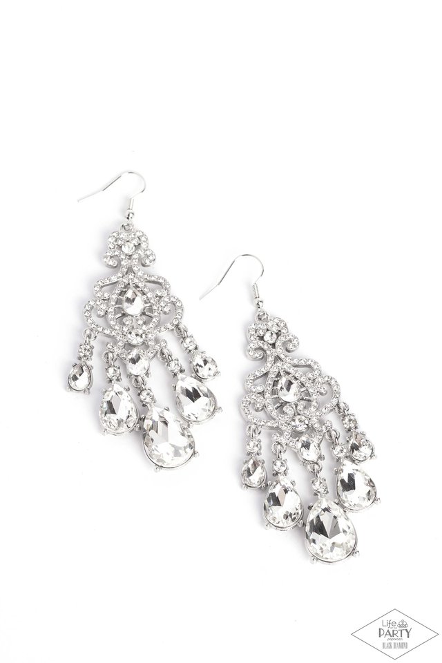 Queen Of All Things Sparkly - White - Paparazzi Earring Image