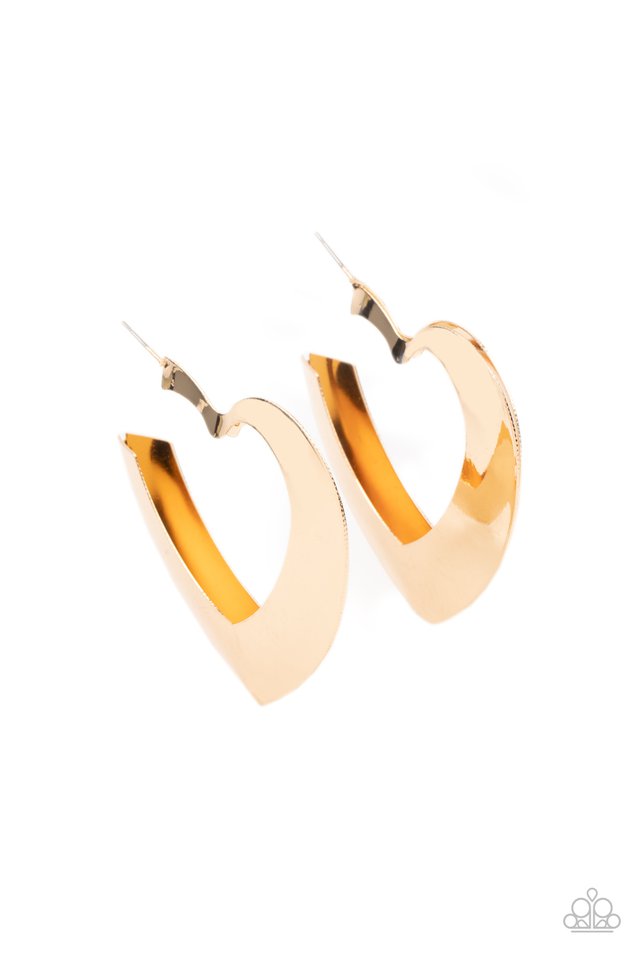 Heart-Racing Radiance - Gold - Paparazzi Earring Image