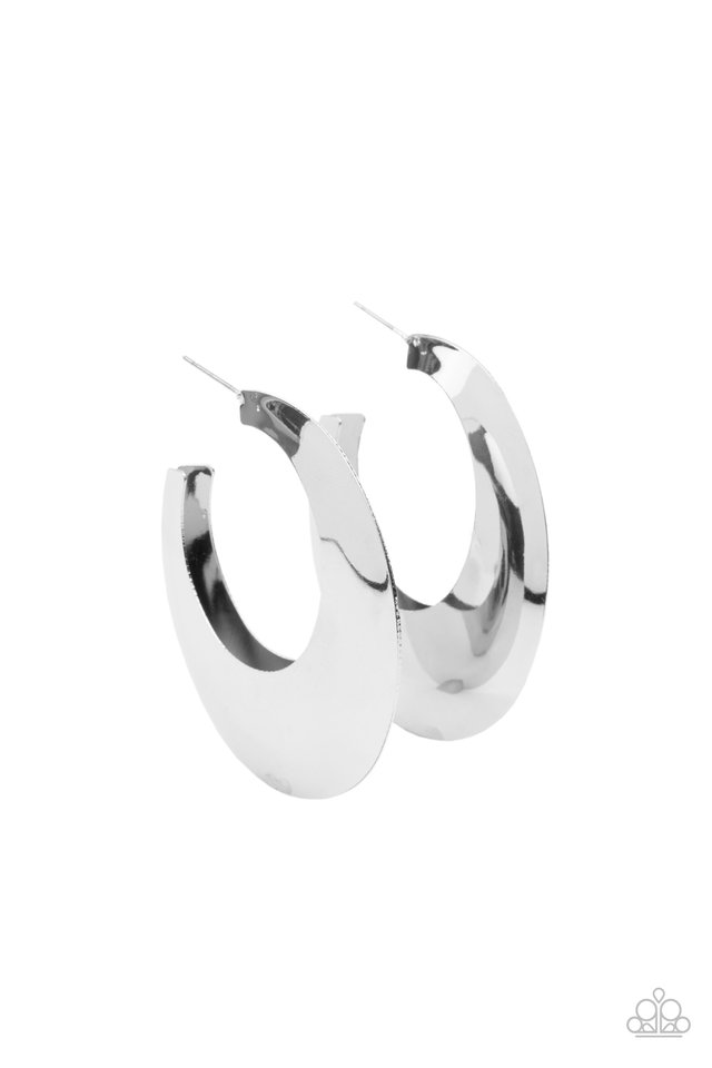 ​Going OVAL-board - Silver - Paparazzi Earring Image