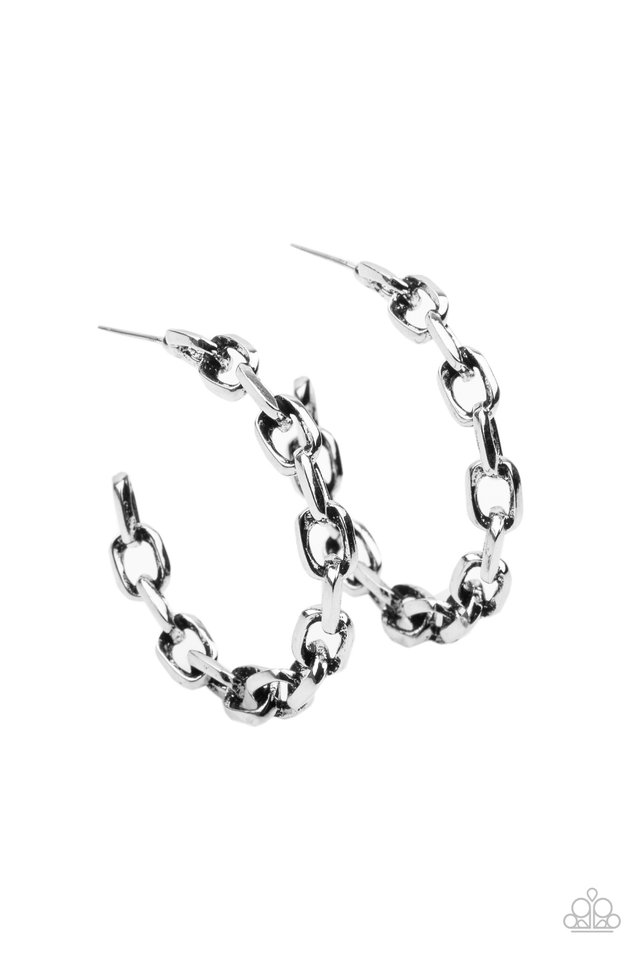 Stronger Together - Silver - Paparazzi Earring Image