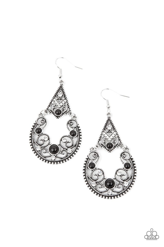 Bohemian Ball - Black - Paparazzi Earring Image