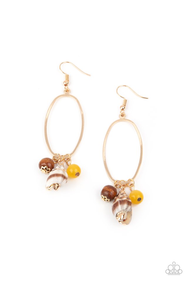 ​Golden Grotto - Yellow - Paparazzi Earring Image