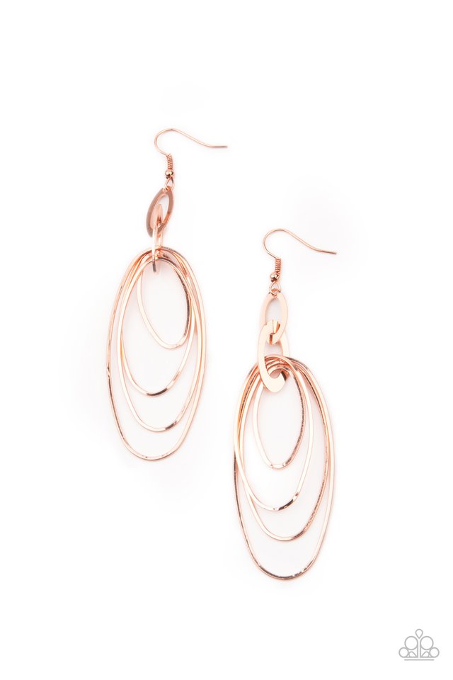 OVAL The Moon - Copper - Paparazzi Earring Image