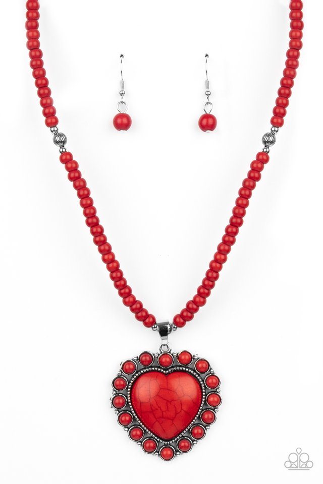​A Heart Of Stone - Red - Paparazzi Necklace Image