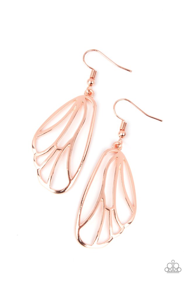 Turn Into A Butterfly - Copper - Paparazzi Earring Image