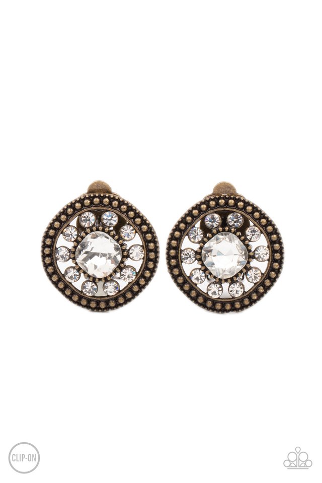 ​Dazzling Definition - Brass - Paparazzi Earring Image